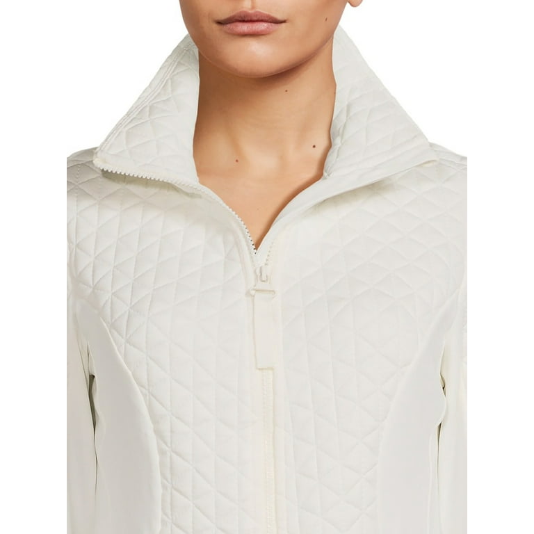 Avia Women's Full Zip Quilted Mixed Media Jacket With Thumbholes -  Walmart.com