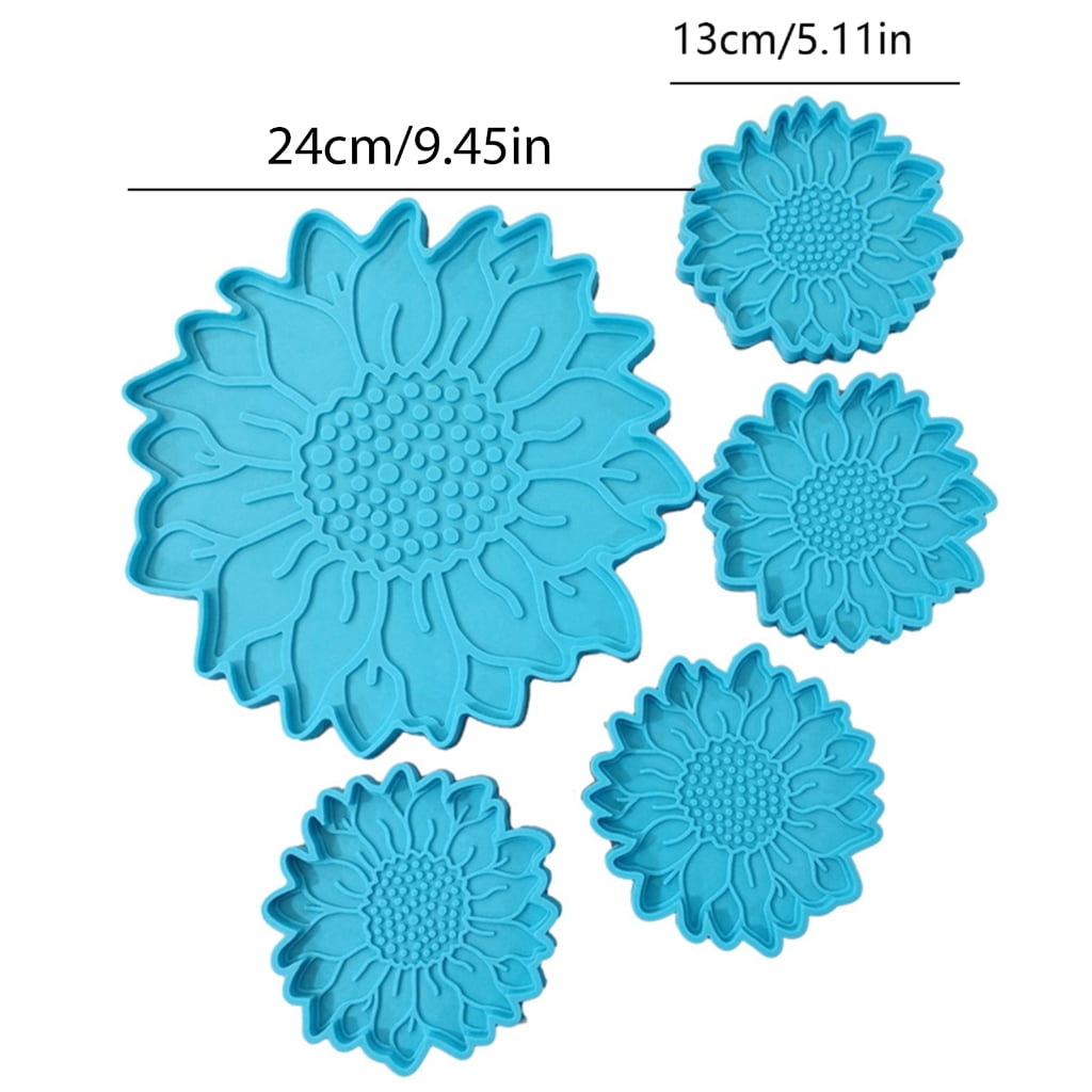 WINDLAND 5 Pcs for Sun Flower Tray Epoxy Resin Mold DIY Serving Plate Casting Silicone Mo