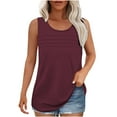 thumbnail image 1 of Liquidation d'Été Staron Hauts d'Été pour Femmes Plissés devant Printemps Été T-Shirts Basiques Sans Manches Col Rond Ample Tendance Décontracté, 1 of 7