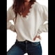 thumbnail image 1 of Suéter de Larga para Mujer, Cuello en V con Encaje, Blusas Casuales, Holgadas, Ropa Básica para Otoño e Invierno S, 1 of 10