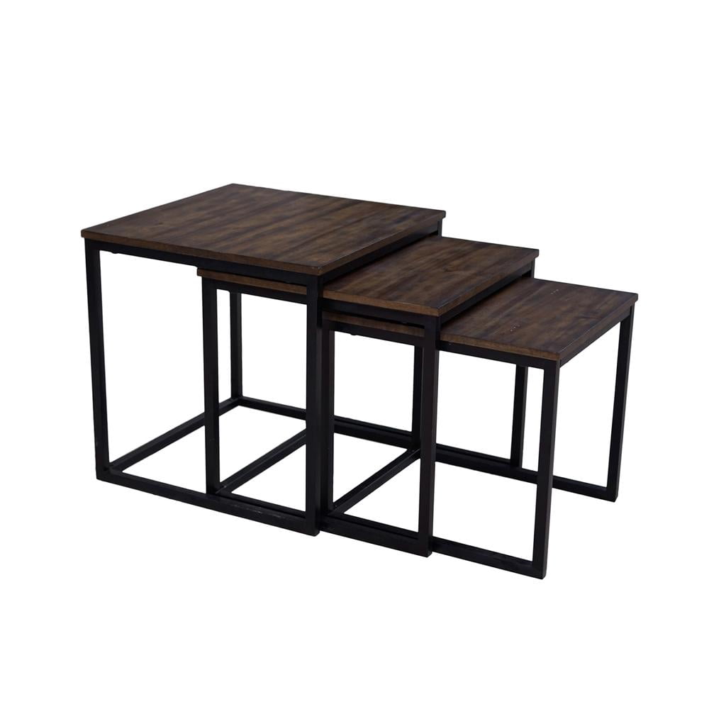 Alaterre Arcadia Acacia Wood 24" Square Nesting End Tables, Antiqued Mocha