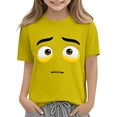 thumbnail image 4 of Hauts à Manches Courtes Mignons pour Femmes, T-Shirt Décontracté à Imprimé Couleur Unie, 1 Pce, 4 of 7