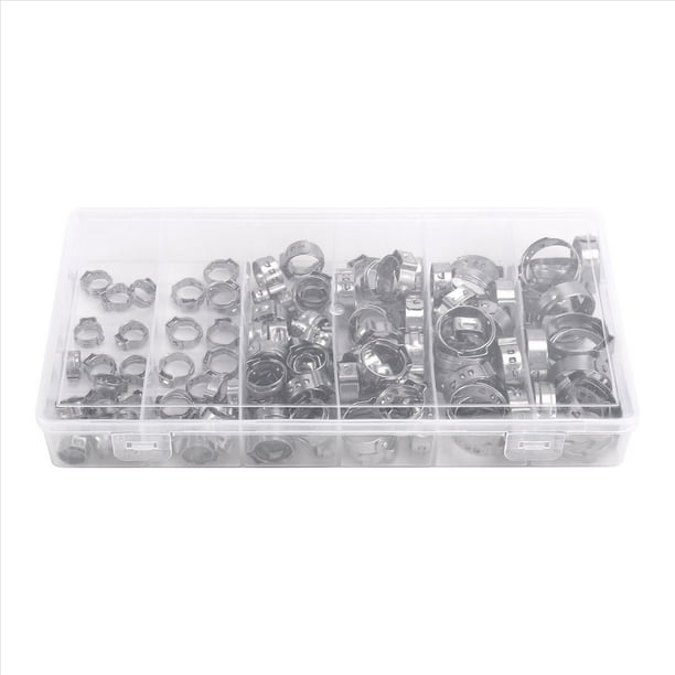 130 Abrazaderas de Manguera de una Sola Oreja Sin Escalonamiento 5,8-21 Mm,Abrazaderas de Manguera de Acero Inoxidable, Anillos Abrazadera de Cincha para Sellar Tipo Mangueras