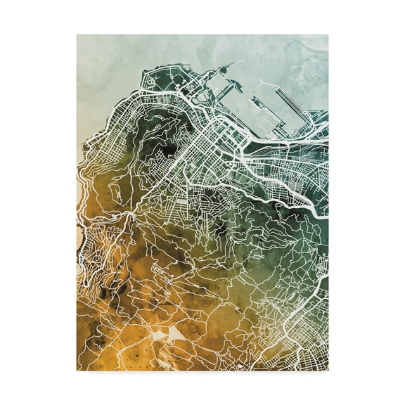 Trademark Fine Art 'Cape Town South Africa City Street Map Teal Orange' Canvas Art by Michael Tompsett