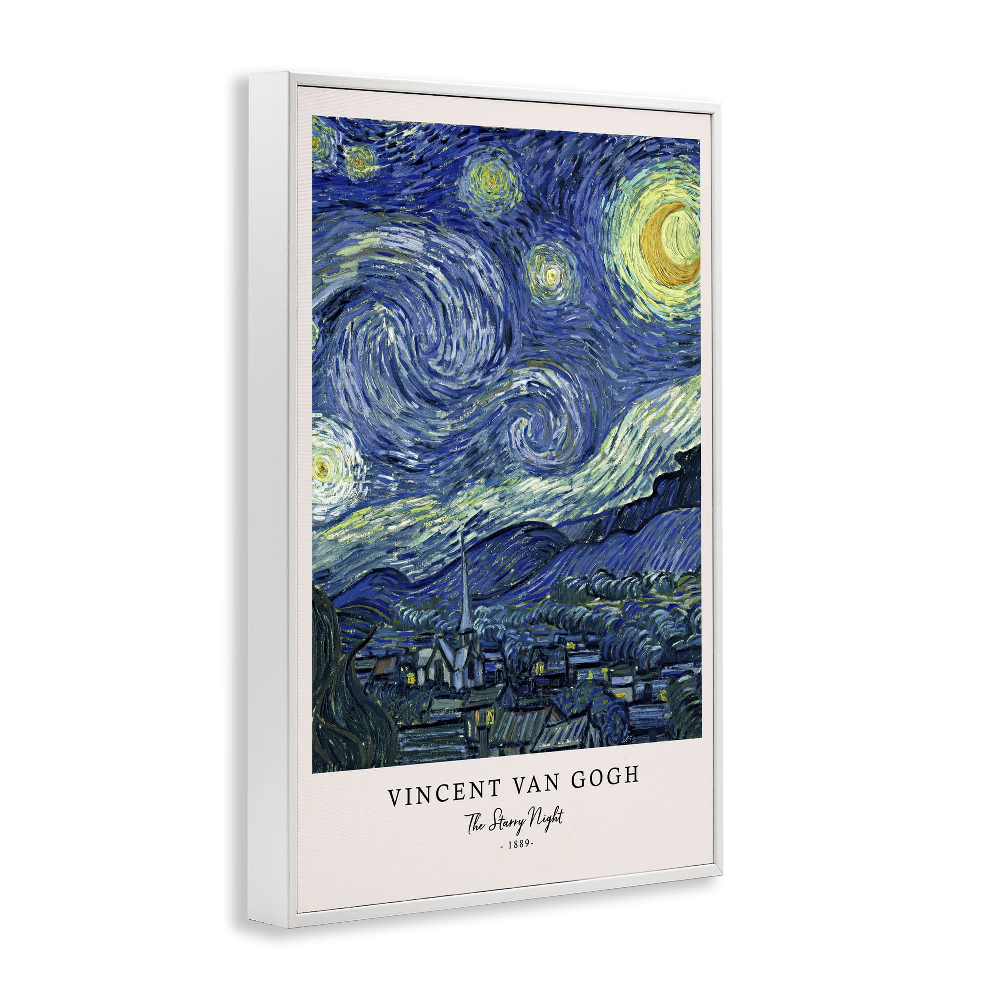 Stupell Industries Classic Starry Night Van Gogh White Framed Giclee Art, design by Vintage Hustle