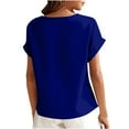 thumbnail image 5 of Kovlvoll Womens Tops Crew Neck Short Sleeve T-Shirts Solid Color Loose Dressy Casual Blouses Tunic Top, 5 of 5