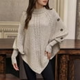 thumbnail image 4 of Pullover Sweaters for Women 2025 Long Batwing Sleeve Turtleneck Button Cable Knit Sweater Tops Fall Winter Outfits, 4 of 6