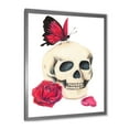 thumbnail image 2 of Designart Skull With Red Rose & Butterfly Modern & Contemporary Framed Wall Art, 2 of 4