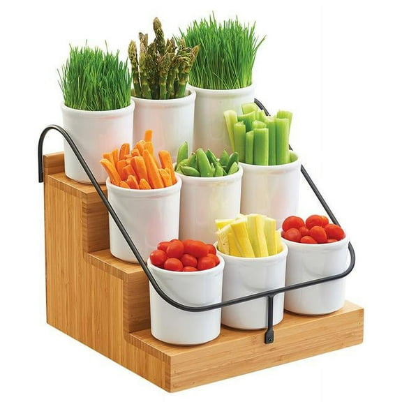 Cal Mil 3638-60 Bamboo Condiment Station - 14.375 x 13 x 12.25 in.