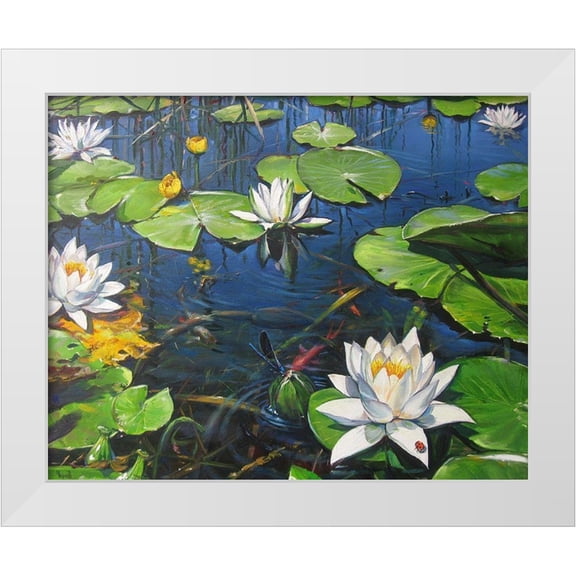 Cernov, Ivan 14x12 White Modern Wood Framed Museum Art Print Titled - Watterlilly in the Kingdom of Summer