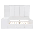 thumbnail image 6 of Full Size Wood Daybed with Desk, Wardrobe & Storage Cabinet, Three Under-Bed Drawers, Space-Saving Corner Bed Frame for Teens & Adults, White, 6 of 9
