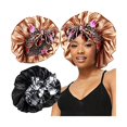 thumbnail image 1 of wonima11 2pcs Large Silky Bonnets with tie Band Braid Bonnet, Satin Bonnet for Sleeping Curly Hair, D, 1 of 1