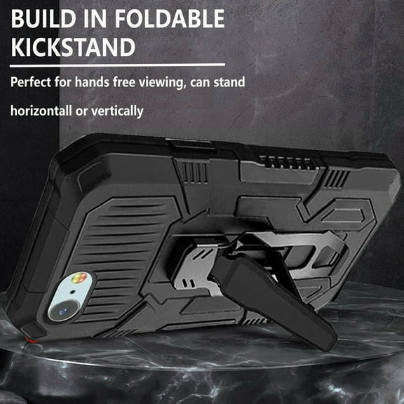 iPhone 7 Case, Dual Layers [Combo Holster] And Built-In Kickstand Hybird Shockproof (Black)