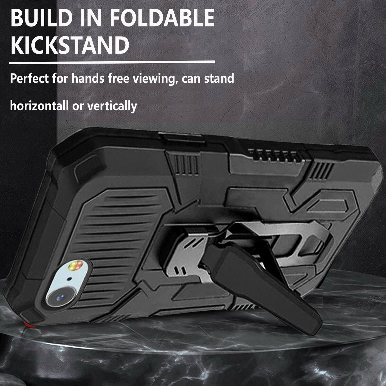 iPhone 8 Case, Dual Layers [Combo Holster] And Built-In Kickstand Hybird Shockproof (Black)
