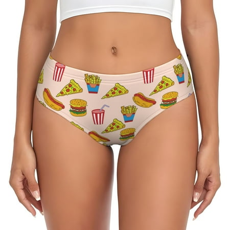 Womens Underwear - Hamburger Pizza Coke No Show Seamless Underwear for Women  Soft Stretch Womens Panties  Hipster Ladies Panties Bikini Underwear Briefs