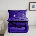 thumbnail image 5 of Bat Comforter Set King Size With 2 Pillow Cases Happy Halloween Quilt Galaxy Glitter Bedding Set Gothic Spooky Purple Duvet Insert Adults, 5 of 6