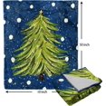 thumbnail image 5 of Christmas Navy Blue Blanket Soft Flannel Lightweight Green Tree Snowflake Throw Blanket Cozy Warm Blankets Xmas Winter Holiday Home Party Decor On Living Room Sofa Couch Bed 40x50 inch, 5 of 8