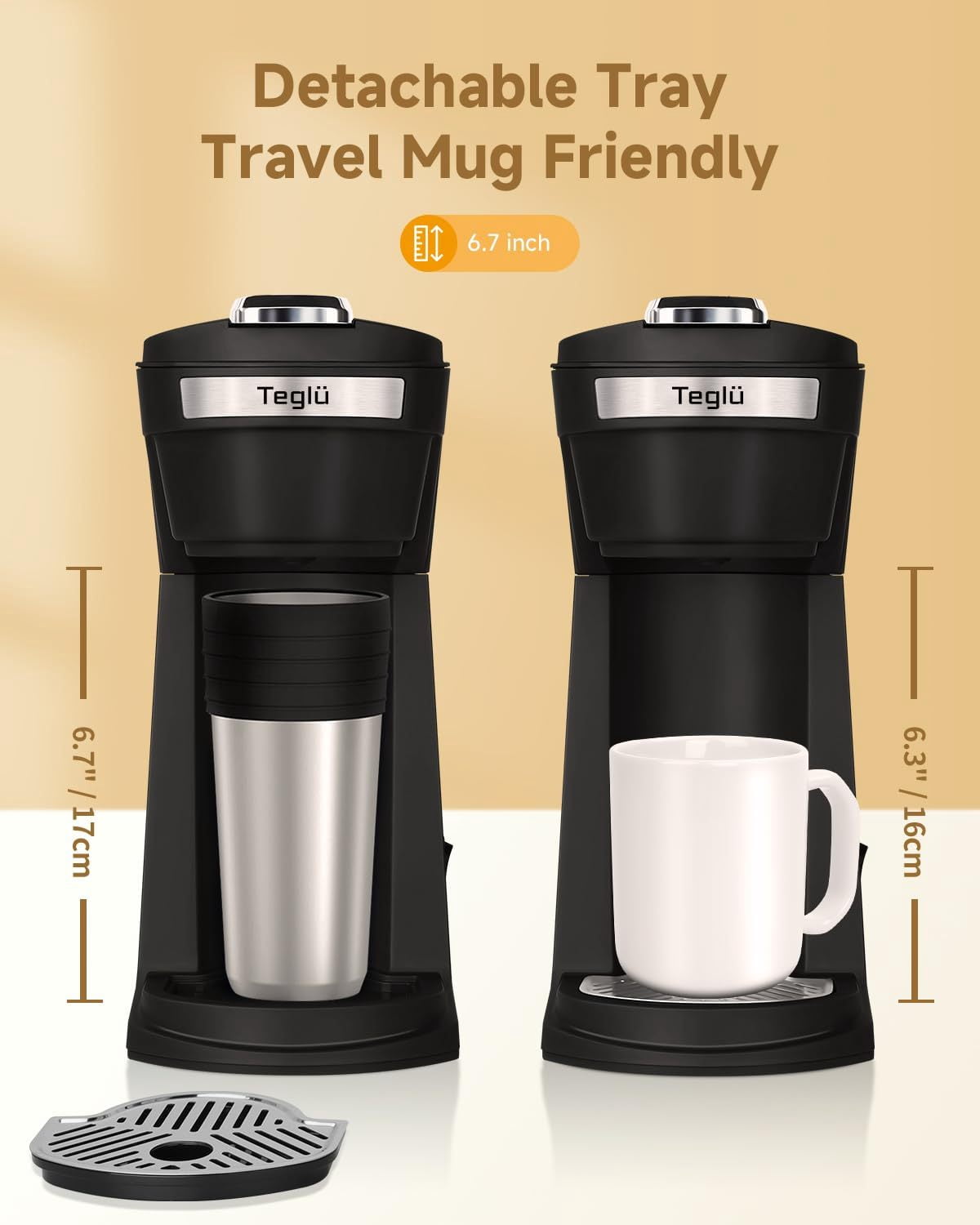Single Serve Coffee Maker for K Cup Pod & Ground Coffee 2 in 1, K Cup Coffee Machine 14 oz Brew Size, Mini Single Cup Coffee Pod Fast Brew, Reusable Filter, Black