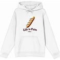 thumbnail image 4 of Life is Pain Bread Pun Adult White Long Sleeve Hoodie-Medium, 4 of 6