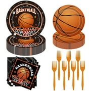 Basketball Birthday Party CORNET Decorations 96Pcs Basketball Sports Theme Birthday Party Supplies Basketball Plates and Napkins Basketball Party Favors for Basketball Party Decorations