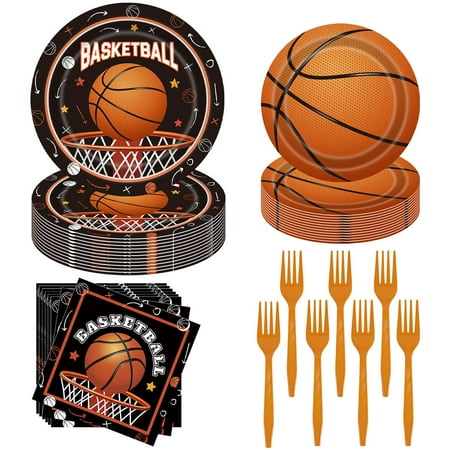 Basketball Birthday Party CORNET Decorations 96Pcs Basketball Sports Theme Birthday Party Supplies Basketball Plates and Napkins Basketball Party Favors for Basketball Party Decorations