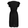 thumbnail image 5 of Summer Dresses for Women Party Outfit V Neck Ruffle Fly Sleeve Casual Eyelet Button Up Smocked Knee Length Dress (L, Black), 5 of 7