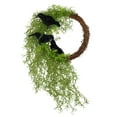 thumbnail image 2 of Halloween Crow Wreath with Artificial Greenery, Door Decoration for Home Indoor Outdoor Party,Halloween Christmas Decorations,13.78 inch, 2 of 9