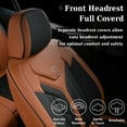 thumbnail image 3 of Coverado Front Car Seat Covers, Airbag Compatible Faux Leather Seat Protectors, Waterproof Cushions Universal Fit for Most Sedans SUV Pick-up, Black&Brown, 3 of 11