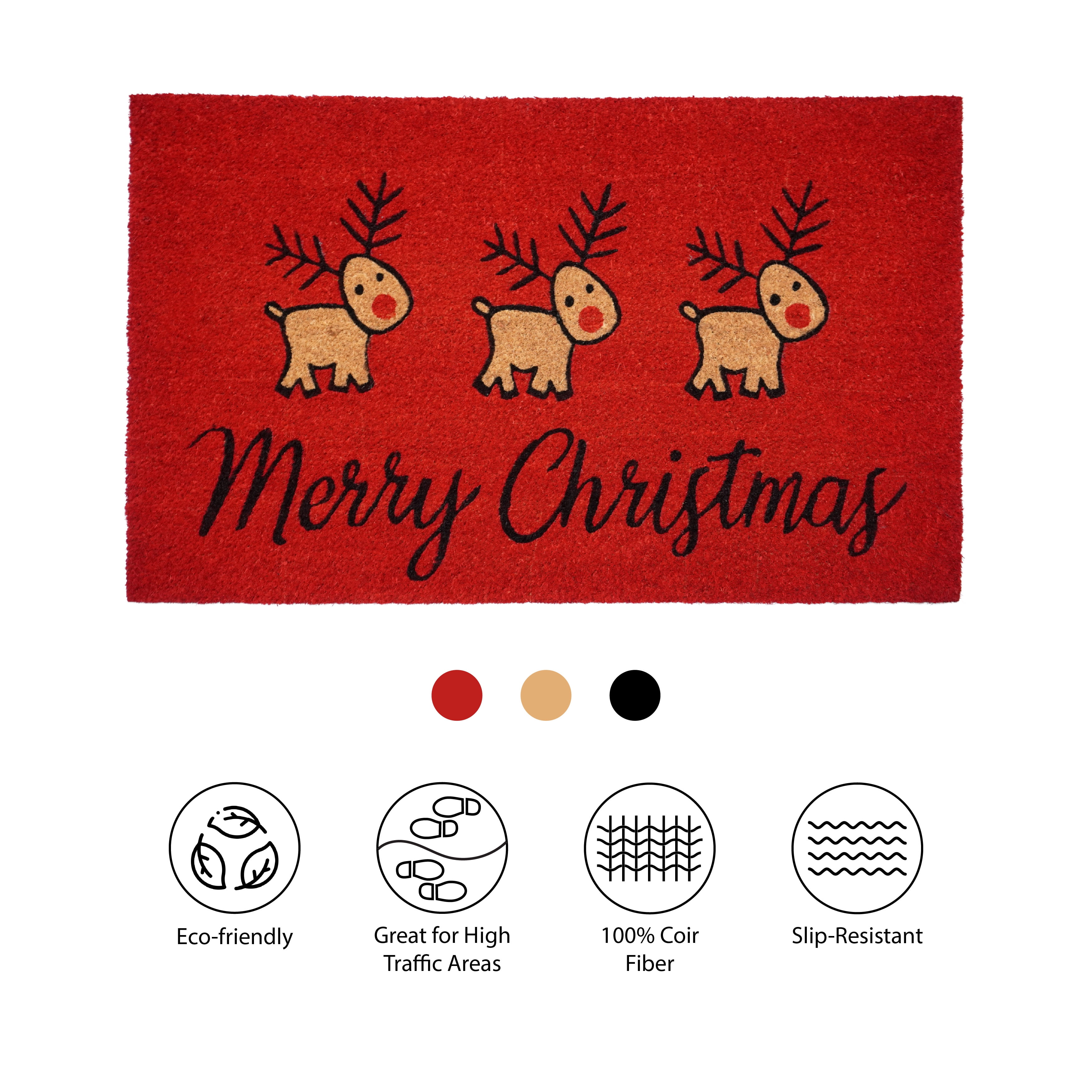 Calloway Mills 107311729 17 x 29 in. Merry Christmas Deer Rectangular Doormat, Multi Color