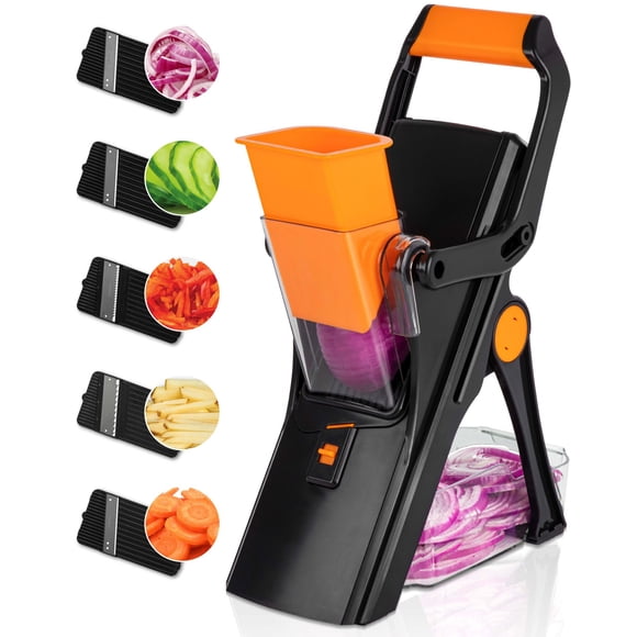 NutriSlicer Trancheuse Mandoline Blanche Verticale 5 Pcs Lavable au Lave-Vaisselle Sans BPA 5 Lames
