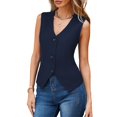 thumbnail image 2 of tasrioml Women's Dressy Suit Vest V-Neck Button Down Blazer Waistcoat Sleeveless Crop Top Slim Fit Work Office Outfit, 2 of 8