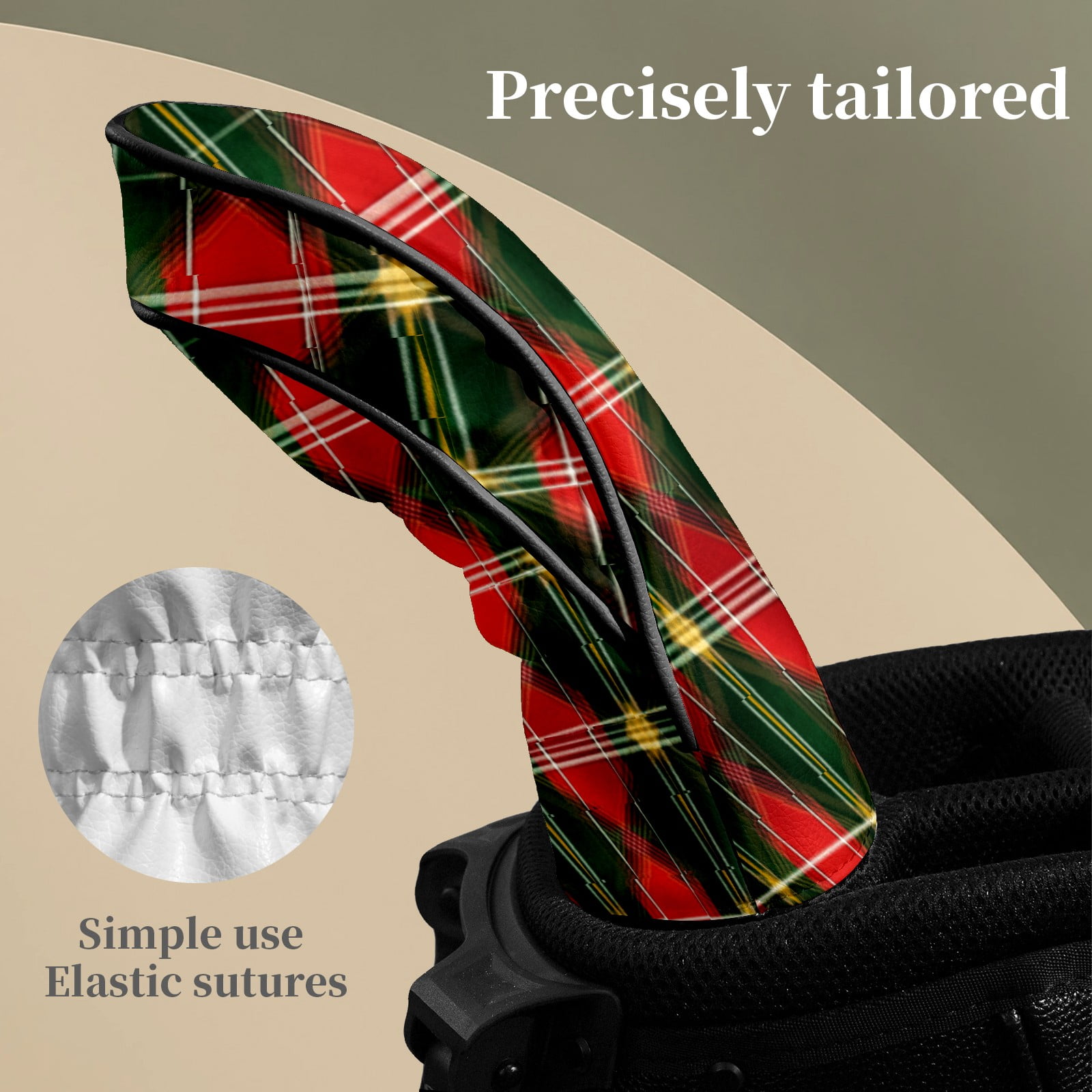 Golf Head Covers for Woods and Driver Waterproof Leather Golf Club Head Covers for Women Men Golf Driver Fairway Wood Headcover Red Plaid Seamless Pattern