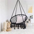 thumbnail image 3 of Hammock Chair Macrame Swing with Unique Good Quality Cotton&Polyester,Seat for The Living Room, Yard,Garden, Balcony Spaces etc. Max. 265 lbs Black, 3 of 7
