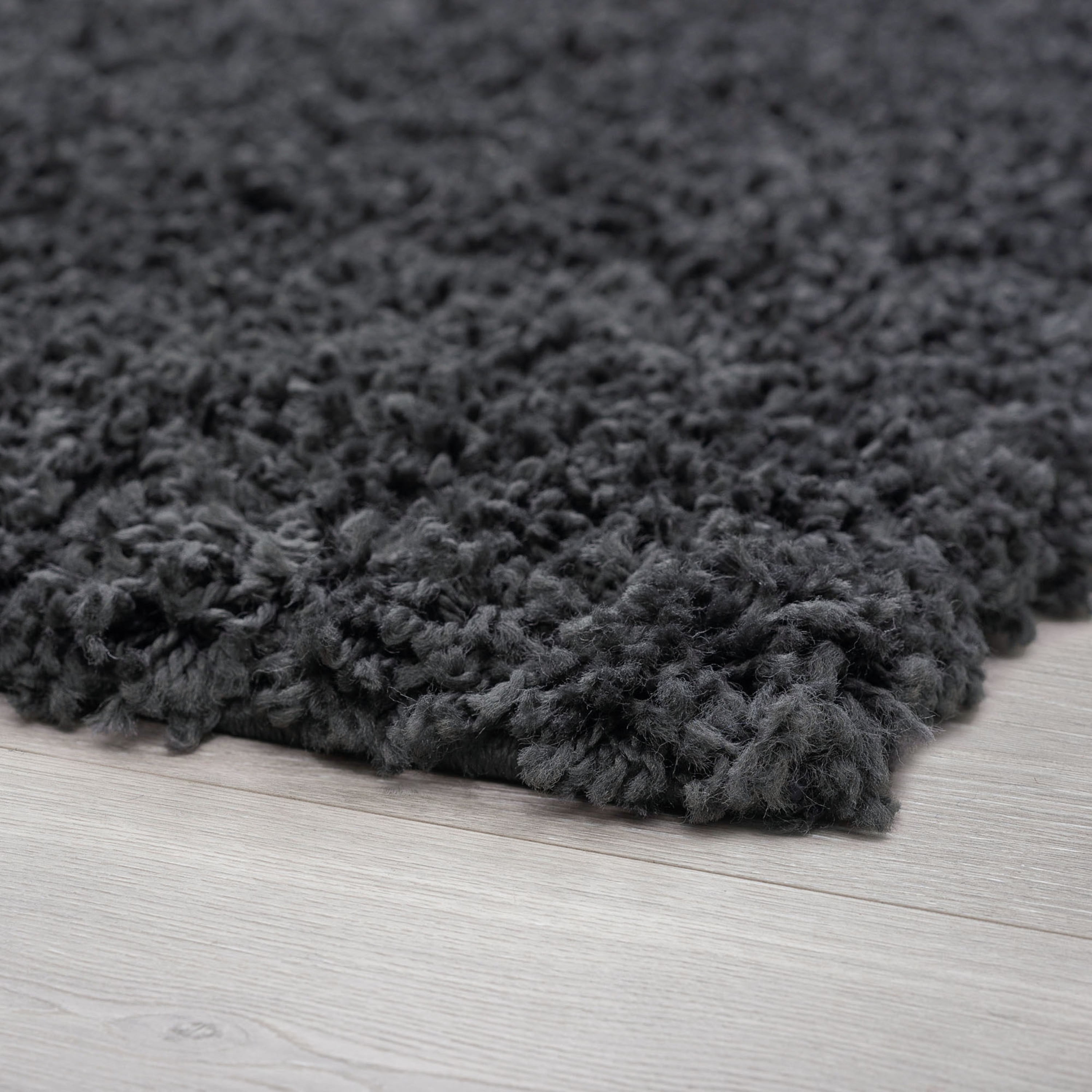 Transitional 5x8 Area Rug Shag Thick (5'3'' x 7'3'') Solid Dark Gray Living Room Easy to Clean