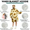 thumbnail image 5 of Beige Sunflower Pattern Wearable Oversized Blanket,Wearable Blanket Hoodie for Adults,Cozy Hooded Blankets with Super Pockets,Super Warm Fuzzy Pullover for Women & Men, 5 of 6