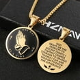 thumbnail image 2 of HZMAN Serenity Prayer Cross Stainless Steel Pendant Necklace Praying Hands Coin Medal, 2 of 6