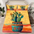 thumbnail image 2 of Homewish Tropical Desert Cactus Twin Sheet Sets,Boho Bohemian Style Twin Fitted Sheet,Green Orange Flat Sheet For Boys Girls,Ultra Soft Home Decor,3 Pieces, 2 of 7