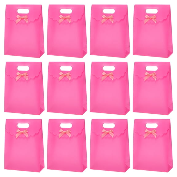 Uxcell Gift Bags (8.3 x 2.8 x 6 Inch, Pink) (12 Pcs) Gift Wrap Bag with Bow Ribbon and Handles, Suit for - Party Favor/Wedding/Bridal Shower/Festivals