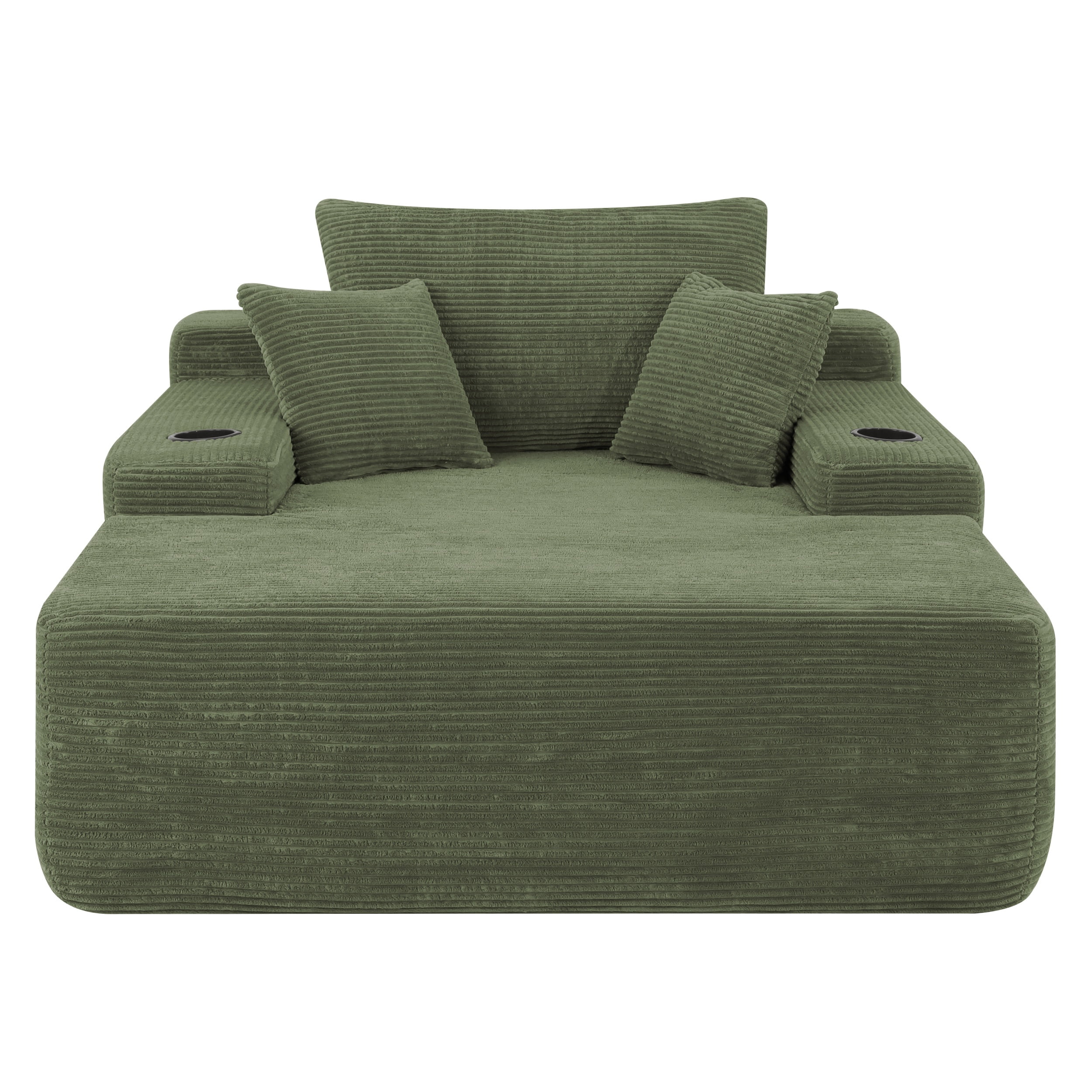 47.2'' No Assembly Compressed Sofa Chair, Deep Seat Chaise Lounge with Cup Holder & Storage Pocket, Boneless Sleeper Sofa Bed Armchair
