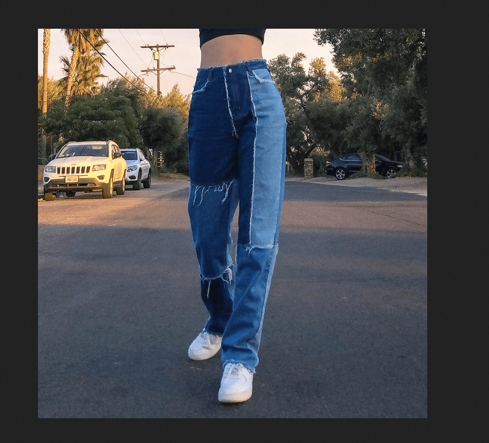 Color Block Patchwork Denims Pants 