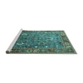 thumbnail image 2 of Ahgly Company Machine Washable Indoor Round Oriental Turquoise Blue Industrial Area Rugs, 5' Round, 2 of 4
