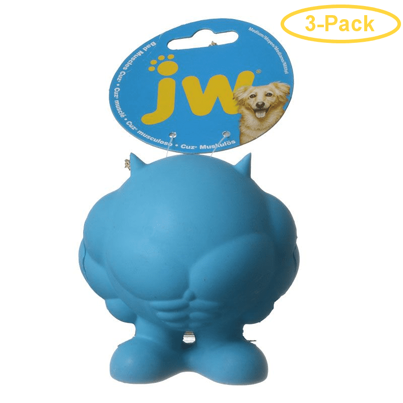 JW Pet Bad Muscles Cuz Dog Toy Medium 4 Tall (Assorted Colors) Pack