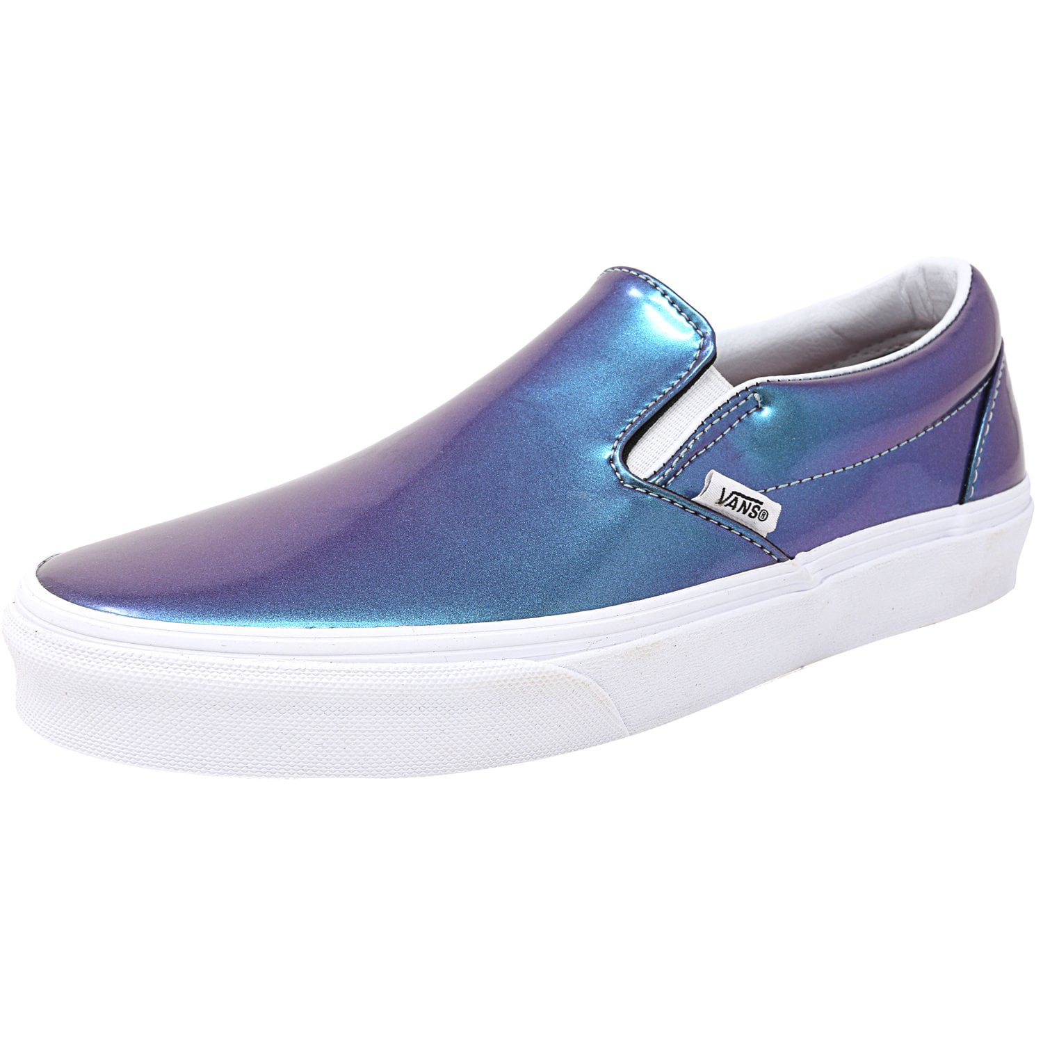 vans blue patent leather slip on shoes