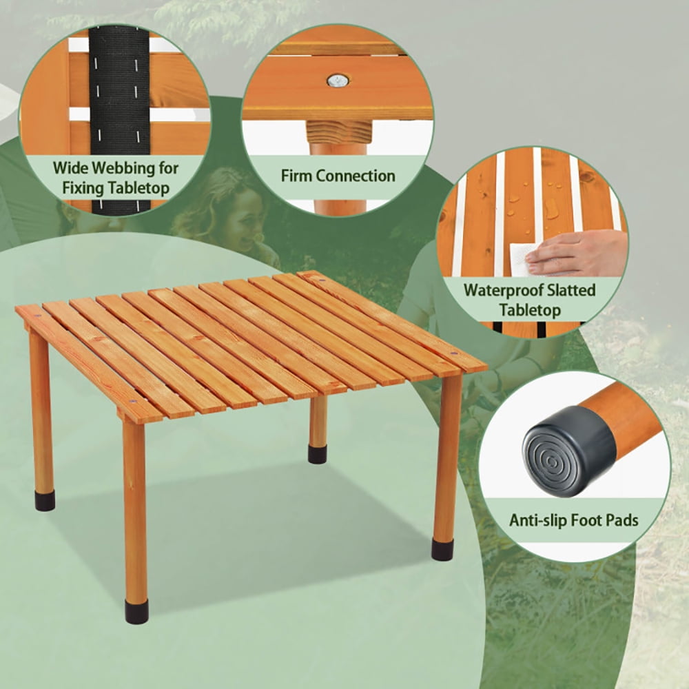 Aimee Lii Folding Outdoor Camping Table with Carrying Bag for Picnics and Party, Camp Tables PorTable Foldable, Natural