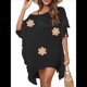 thumbnail image 2 of Traje de Baño de Playa Holgado y con Volantes de Color Liso para Mujer Negro Talla Única, 2 of 8
