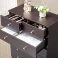 thumbnail image 4 of Hassch 40.55" Tall Dresser with 7 Drawers, Vertical Storage Chest of Drawers, Modern Wood Bedroom Organizer Cabinet with Spacious Top & Anti-Tip Device, Space-Saving for Bedroom, Living Room (Brown), 4 of 10