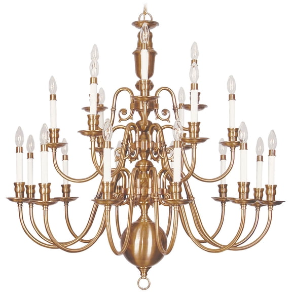 21 Light Flemish Brass Chandelier with Solid Brass base Shade