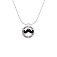 thumbnail image 2 of Delight Jewelry Silvertone Small Black Enamel Mustache Silver-tone You Mean the World to Me Ring Necklace, 18", 2 of 4
