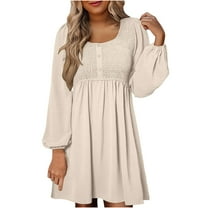 SwiftWear Women's Elegant Casual Long Sleeve Scoop Neck Dress Trendy Outfit for Work Cozy & Versatile Dress Sizes S-2XL​​