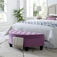 thumbnail image 1 of Inspired Home Ottoman de Rangement en Velours Libby Demi-Lune Capitonné avec Clous, Mauve, 1 of 9